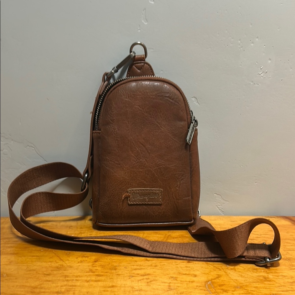 Wrangler Brown Crossbody Bag with Textured Finish